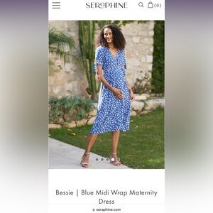 Seraphine Maternity Blue Wrap Dress
